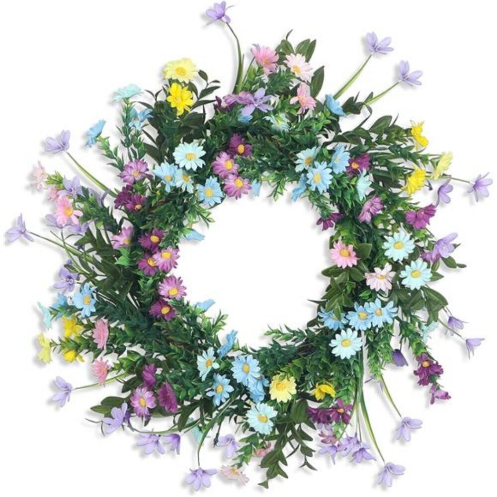 Kmise 20" Wreaths for Front Door, Artificial Colorful Flower Wreath with